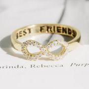 crystal best friend infinity ring,best friends ring,infinity ring,infinity jewelry,eternity ring,graduation ring,infinite ring,R042N