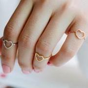 open heart knuckle ring,heart ring,knuckle ring, pinky ring, jewelry ring, heart shape ring,open heart ring,R003N