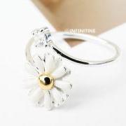 cz and daisy adjustable ring,daisy rings,jewelry, jewelry rings,anniversary ring,unique rings,cute rings,adjustable rings, stretch rings,rings for women,adjustable ring,RN2379 