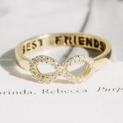 Gold crystal infinity best friend rings,best friends rings,infinity rings,infinity jewelry,eternity rings,graduation rings,infinite rings,R042N