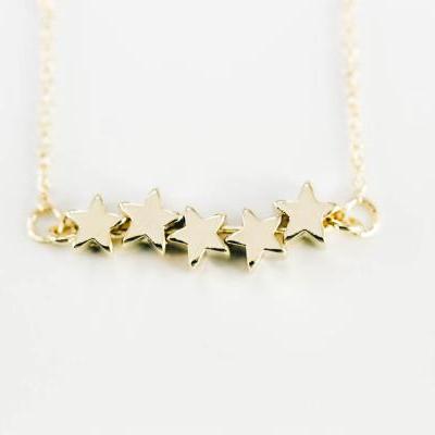 5 Mini Star Necklace,charm Necklace