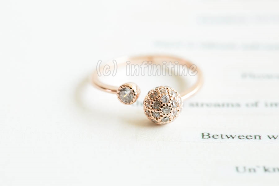Rose Gold Cz Earth Globe Adjustable Ring,rn2593 on Luulla