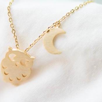 Owl And Moon Necklace,anim..